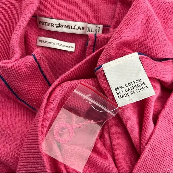 Peter Millar Cotton Cashmere Corded Contrast Quarter Zip Pullover Sweater XL - Picture 4 of 9